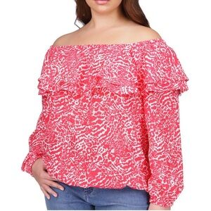 Michael‎ Michael Kors Pink White Blouse 3X NWT
